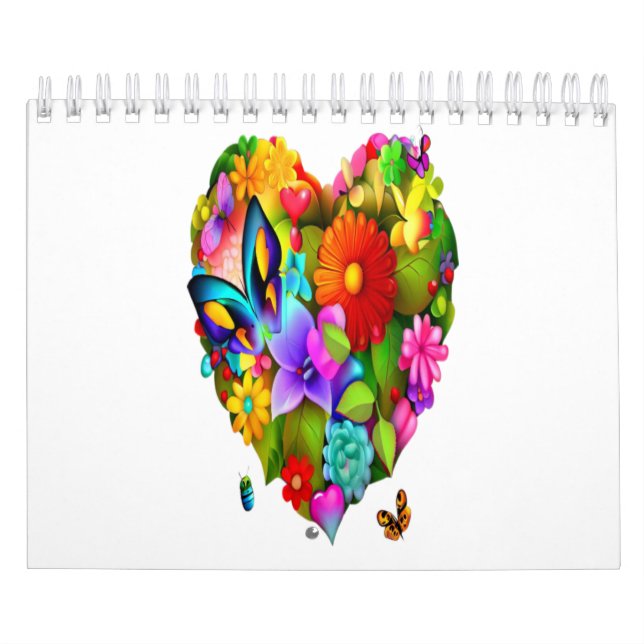 Heart of Flowers and Butterflies Calendar (Cover)