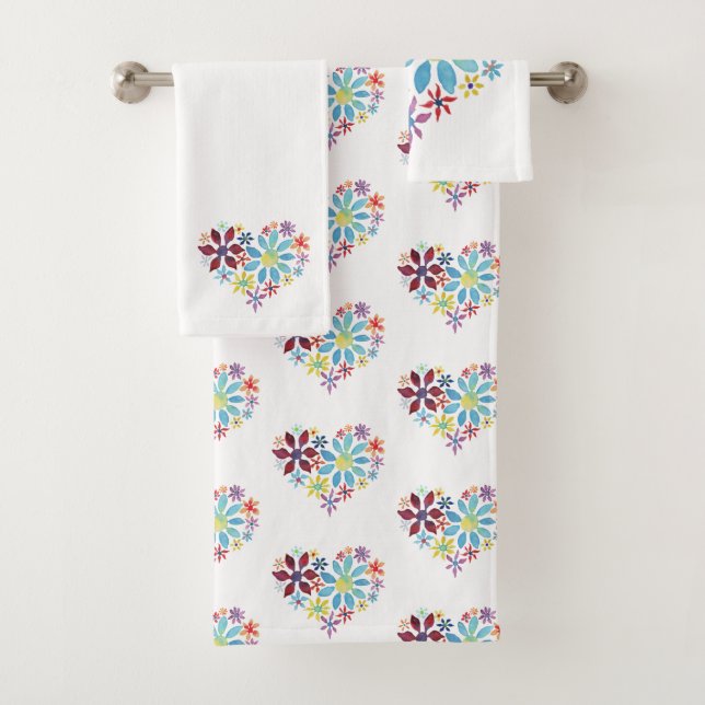 Heart of Flowers Bath Towel Set (Insitu)