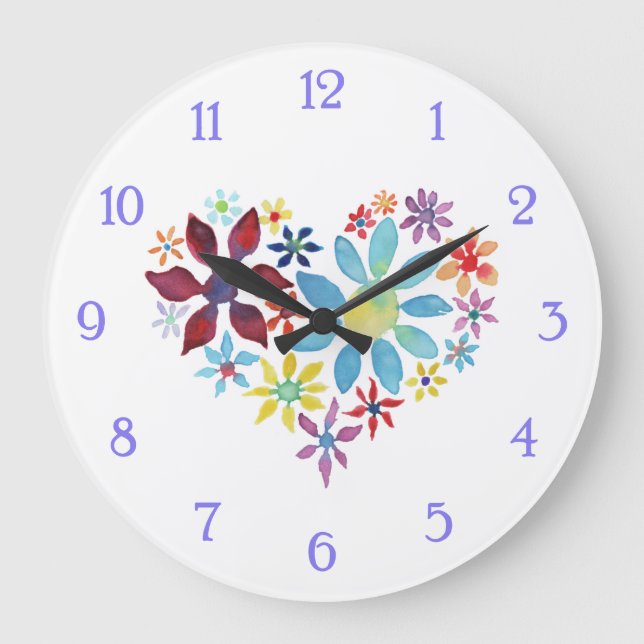 Heart of Flowers Large Clock (Front)