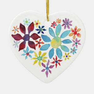 Heart of Flowers (Single Sided - Blank Back) Ceramic Ornament