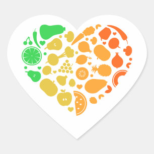 Heart of fruits and vegetables - Great Vegan Gift Heart Sticker