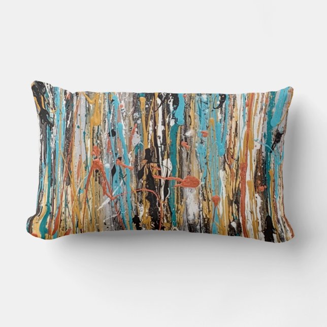 Heart of Gold Cotton Lumbar Throw Pillow (Front)