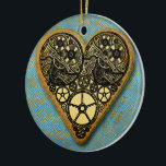 Heart Of Gold Gear Steampunk Vintage Ceramic Ornament<br><div class="desc">I've created a heart shape using graphics of gears and clock works. The heart is accented in gold tone colours. Romantic Steampunk wedding or Valentine token of love and romance.</div>