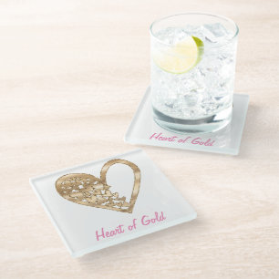 Heart of Gold Glass Coaster
