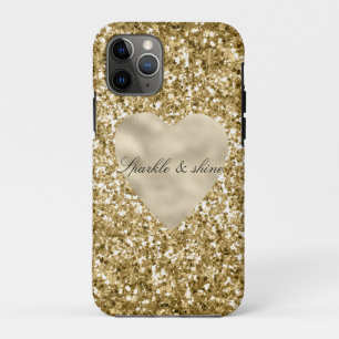 Heart of Gold Glitter Personalized iPhone 11 Pro Case