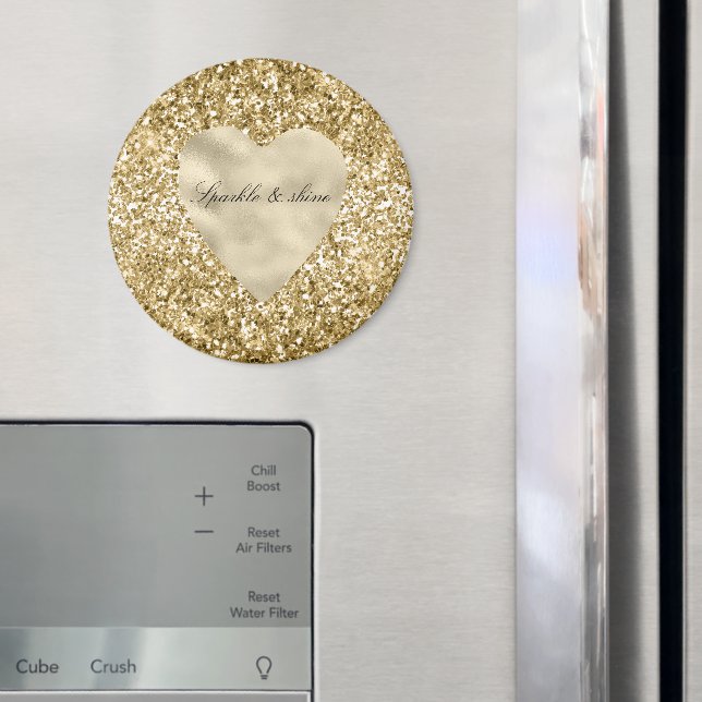Heart of Gold Glitter Personalized             Magnet (In Situ (Fridge))
