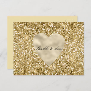 Heart of Gold Glitter Personalized Postcard