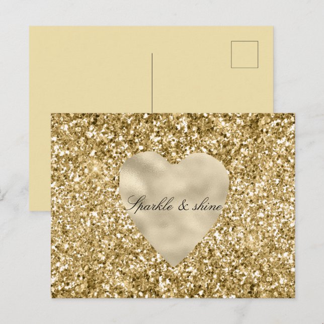 Heart of Gold Glitter Personalized  Postcard (Front/Back)