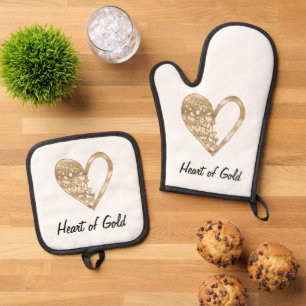 Heart of Gold Oven Mitt & Pot Holder Set