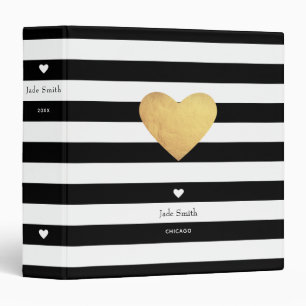 Heart Of Gold With Stripes Binder
