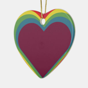 Heart of Heart - Rainbow Colors - Rainbow Colors Ceramic Ornament