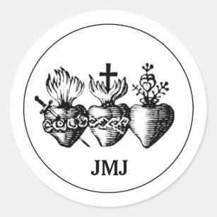 Heart of Jesus Mary and Joseph JMJ Religious Classic Round Sticker