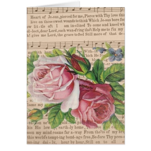 Heart of Jesus Music with Pink Roses & Butterflies (Front)