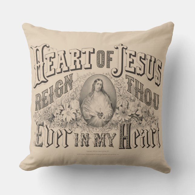 Heart of Jesus Religious Vintage Catholic Throw Pillow (Front)