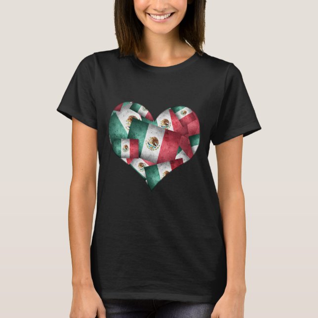 Heart of Mexican Flags T-Shirt (Front)