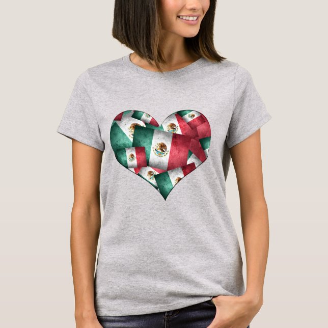 Heart of Mexican Flags T-Shirt (Front)