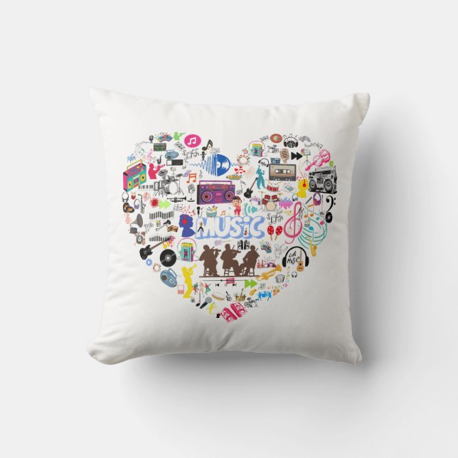 Heart of Music Throw Pillow (Front)