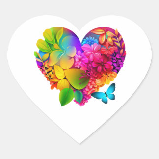 Heart of Nature: A Floral and Insect Masterpiece Sticker