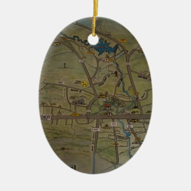 Heart of New Braunfels, Texas Ceramic Ornament (Front)