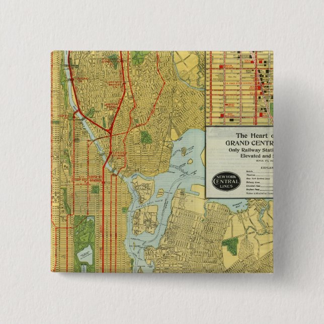 Heart of New York 2 Inch Square Button (Front)