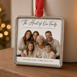 Heart of Our Family Personalized Grandma Family Metal Ornament