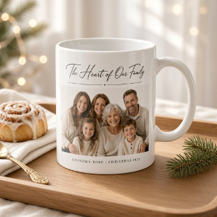 Heart of Our Family Personalized Grandma Photo Coffee Mug