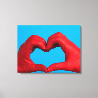 heart of red leather wrapped canvas