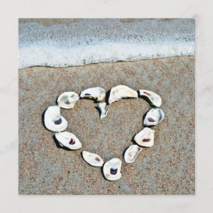 Heart of Seashells on the Beach Bridal Shower Invitation