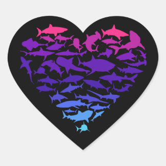 Heart of Sharks Shark Lover Colourful Sea Life Heart Sticker
