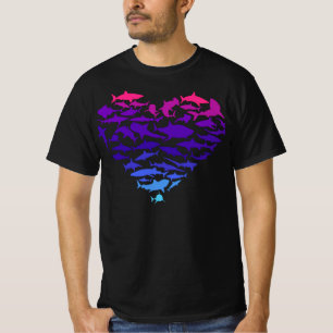 Heart of Sharks Shark Lover Colourful Sea Life T-S T-Shirt