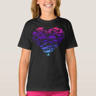 Heart of Sharks Shark Lover Colourful Sea Life T-S T-Shirt