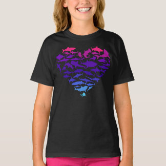 Heart of Sharks Shark Lover Colourful Sea Life T-S T-Shirt