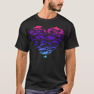 Heart of Sharks Shark Lover Colourful Sea Life T-Shirt