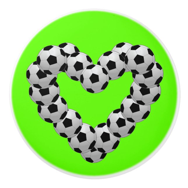 Heart of Soccer Ball Soccer Football Ceramic Knob (Front)