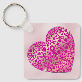 Heart of Support Against Breast Cancer Keychain
