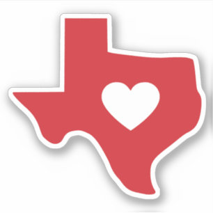 Heart of Texas State Customizable Die Cut Sticker