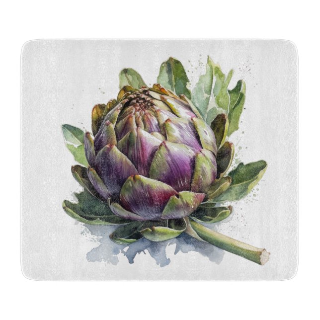 Heart of the Garden: Artichoke in Watercolor Cutting Board (Front)