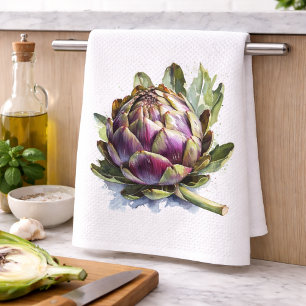 Heart of the Garden: Artichoke in Watercolor Kitchen Towel