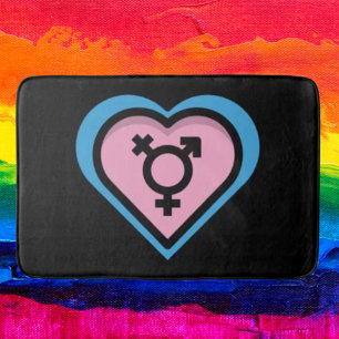 Heart of Trans Pride Bath Mat
