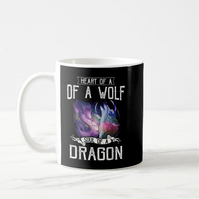 Heart Of Wolf Soul Of A Dragon - Wolf Warrior T-Sh Coffee Mug (Left)