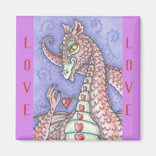HEART ON A STRING PINK DRAGON MAGNET