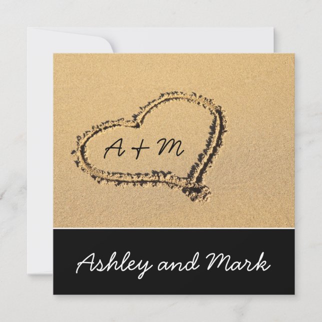 Heart on Beach Wedding Invitation (Front)