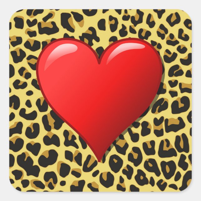 Heart on Cheetah Print Sticker (Front)