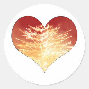 heart on fire classic round sticker