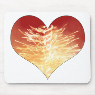 heart on fire mouse pad
