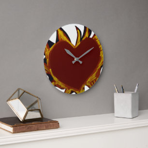 Heart on Fire Round Clock