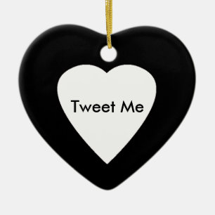 Heart on Heart-Tweet Ceramic Ornament