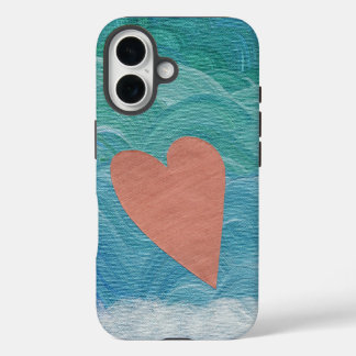 Heart on Ocean Waves iPhone 16 Case