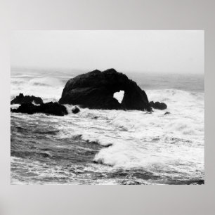Heart on Rocks in the Ocean Poster