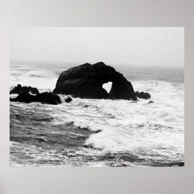 Heart on Rocks in the Ocean Poster (Front)